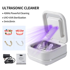 Household Ultrasonic Cleaner Ultrasound Jewelry Cleaner UV Light Sterilization Ultrasonic Dentures Retainer Washing Machine