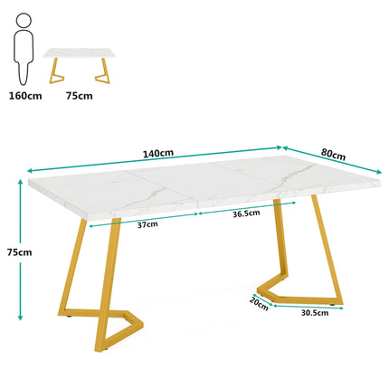 Tribesigns 63-Inch Rectangular Dining Table for 4 to 6, Modern Kitchen Table with Faux Marble Table Top, White Dinner Tables