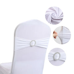 10pcs High-end Hotel Wedding Decoration Butterfly Knot Backrest Flower Spandex Chair Ribbon Chair Cover Elastic Strap