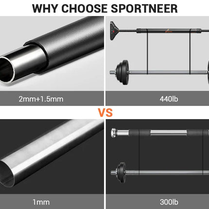 Sportneer Indoor Home Pull Up Bar Adjustable Width Strength Training Chin up Bar without Screws Max 440lbs for Fitness Exercise