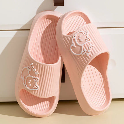 Women's Slippers Indoor Bathroom Anti-slip Home Cartoon Cute Little Dog Soft Sole Good Elasticity Summer Sandals Sool Flat Shoes