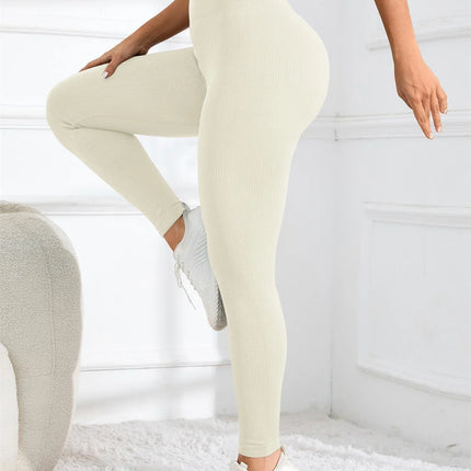 High Waisted Seamless Yoga Leggings, Ribbed Sportswear Tights, Fitness Apparel for Women, Gym and Casual Wear For Fall & Winter