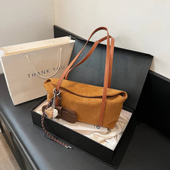 Autumn and Winter Vintage Women's Bag Suede Shoulder Bag Luxury Designer Top Handle Clutch Bag Purse for Women Retro Handbags