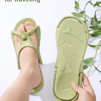 Folding Slippers Trip Travel Portable Slides Women Men Light Home Hotel Salon Homestay Guest Use Sandals Bathing Beach Shoes
