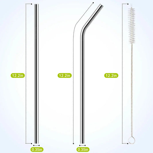 7 Pack Stainless Steel Straw Replacement 40 oz for Stanley Adventure Travel Tumbler, Reusable Straws with Cleaning Brush Compati