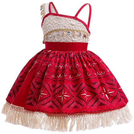 Cute Moana 2 Princess Dress Hollow out Boice Girls Disneyland Trip Vaiana Cosplay Costume Toddler Carnival Birthday Party Frock