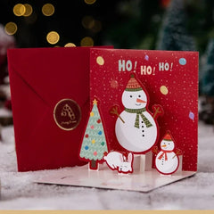 5/1PCS 3D Pop UP Christmas Greeting Cards with Envelope Friend Family Blessing Postcard Birthday New Year Christmas Decoration