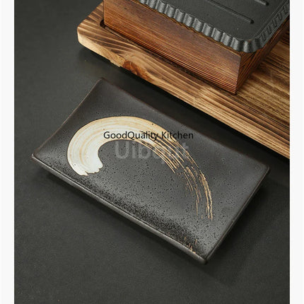 Dining room single and double tableware Cast iron barbecue plate Square alcohol oven baking tray Korean style barbecue stove set