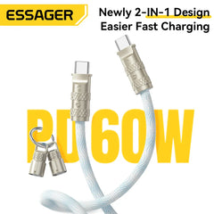 Essager 60W Type C To Type C Fast Charging Cable  For iPhone 16 Xiaomi Huawei  Lanyard  Halter Neck Wrist Multifunctional Cable