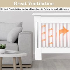BRIEFNESS Radiator cover Wooden wall-mounted White painted MDF cupboard heater cover Modern heating cover Barbecue cabinet shelf