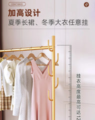 Aesthetic Golden Clothes Rack Metal Balcony Nordic Wheels Clothes Rack Floor Bedroom Burro Ropa Perchero Hallway Furniture