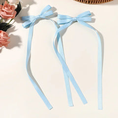 2pcs 2024 New Cute Ribbon Bow Headband Long Tassel Hair Clip Women's Hair Accessories Girls Party Headwear Side Clips Wholesale
