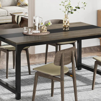 Tribesigns 63"x31.5" Dining Table, Industrial Kitchen Table for 6-8 Person, Rectangular Dinner Table for Dining Room Kitchen