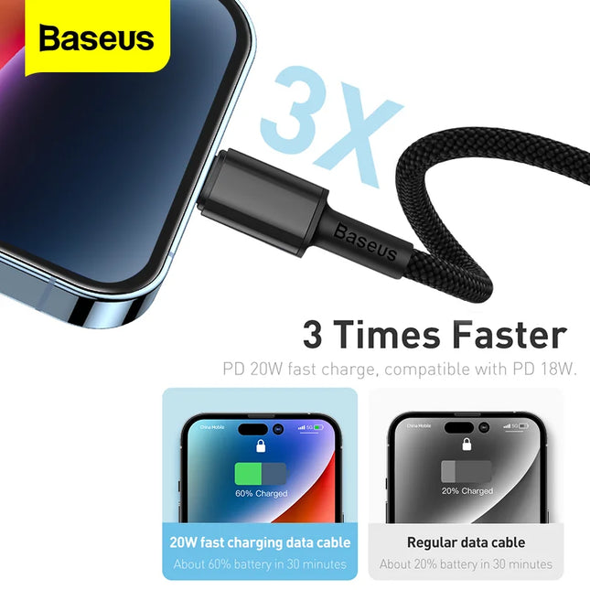 Baseus 20W PD USB Type C Cable for iPhone 14 13 12 Pro Max Fast Charging Charger for MacBook iPad Pro Type-C USBC Data Wire Cord