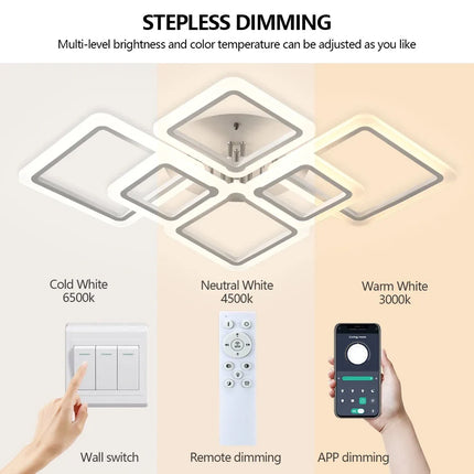 Modern LED Ceiling Light Dimmable Ceiling Lamp Fixture  Acrylic Flush Mount Ceiling Chandelier Lighting for Living Room Home