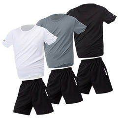 2/6 Pack Plus Size Men's Quick-drying Short-sleeved Shorts Suit Men's Leisure Sports Running Fitness T-shirt Joker Shorts Teen