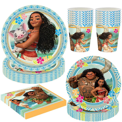 Moana 2 Birthday Party Decoration Supplie Vaiana Birthday Decoration Set Tableware Balloons Backdrop Plates Cups Baby Shower Toy