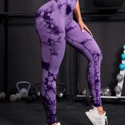 Seamless High Waist Leggings Women Tie Dye Leggings Fitness Sports Running Yoga Pants Hip Liftting Elastic Knitting Tights