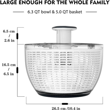 LMETJMA 6.3 QT Salad Spinner Large Lettuce Dryer Spinner One-handed Easy Press Large Vegetable Dryer Salad Mixer Washer JT251
