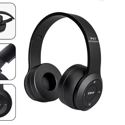 P47 Wireless Bluetooth Headphones – Handsfree Noise Cancelling Over-Ear Headset with Mic, Stereo Sound, Foldable Earphones Compatible with iPhone, Samsung S22, Huawei & More