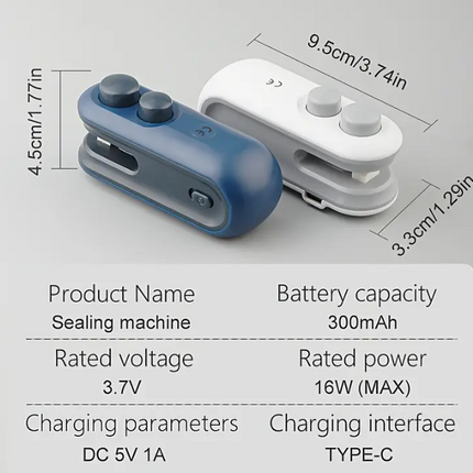 Mini Bag Sealer – USB Rechargeable Snack Packaging Sealer with Built-In Magnet | Portable Handheld Heat Sealing Machine for Chips, Cookies & Food Storage