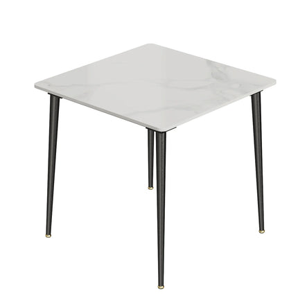 Square Restaurant Marble Dining Table Compact Dishes Serve Table with Metal Legs Kitchen Furniture for 4-6 Seats