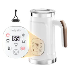 BioloMix Upgraded 5-in-1 LED Touch Screen Milk Frother for Lattes & Coffee, Hot And Cold Foam Maker