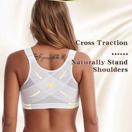 Front Closure Posture Corrector Lift Up Bra Women Push Up Cross Back Underwear Shockproof Sports Support Fitness Vest Bras S-5XL