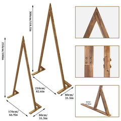 2 Pack Triangle Wooden Wedding Arch Oversized Ceremony Archway Backdrop Frame Background Flower Balloon Banquet Archway