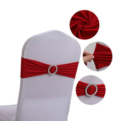 10pcs High-end Hotel Wedding Decoration Butterfly Knot Backrest Flower Spandex Chair Ribbon Chair Cover Elastic Strap