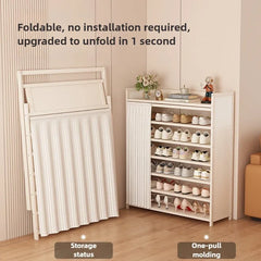 Free installation shoe rack indoor simple folding household multi-layer dustproof rental room shoe storage artifact