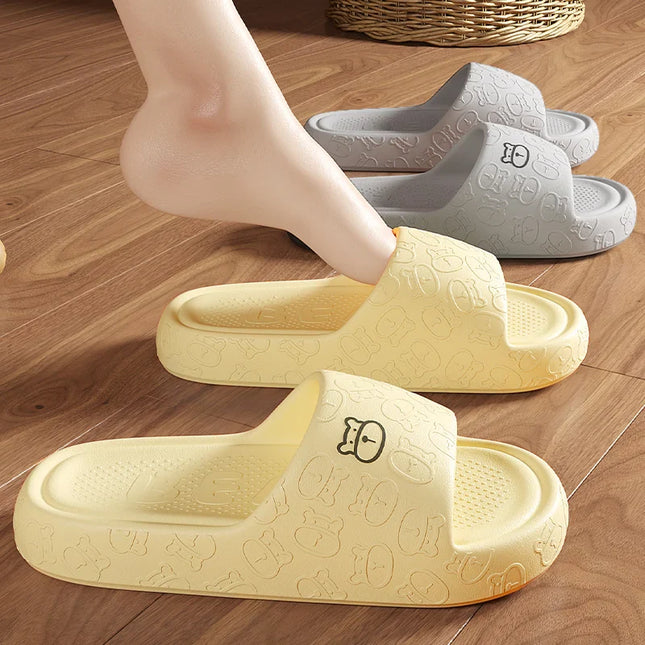 Summer Women Slippers Bathroom Platform Non-Slip Home Bear Cartoon Flip Flops Beach Women Slipper Sandals Slides Indoor Outdoor