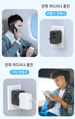 LENCENT Universal Travel Adapter with 3 USB Ports 1Type-C PD Charging All-in-one Travel Adapter EU/UK/USA/AUS Plug for Travel