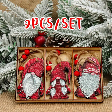 Christmas Gnomes Wooden Pendants Merry Christmas Decorations For Home 2024 Xmas Tree Christmas Ornaments Navidad New Year Gift