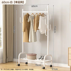 Aesthetic Golden Clothes Rack Metal Balcony Nordic Wheels Clothes Rack Floor Bedroom Burro Ropa Perchero Hallway Furniture