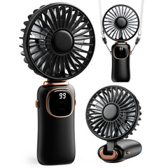 coldsky Portable Handheld Fan 4000mAh Battery Operated Fan 5 Speed with LED Display Handheld/Neck/Desk 3 in 1 Personal Small Fan