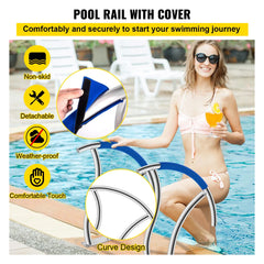 VEVOR 2 Pack 30" x 30" Swimming Pool Stair Rail 375 lbs Load Capacity w/ Quick Mount Base Plate & Complete Mounting Accessory