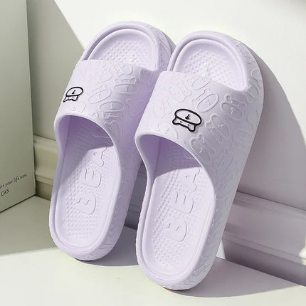 Summer Women Slippers Bathroom Platform Non-Slip Home Bear Cartoon Flip Flops Beach Women Slipper Sandals Slides Indoor Outdoor