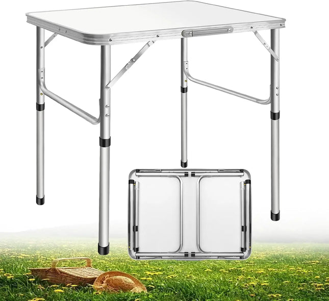 EFAN 2.5FT Aluminium Folding Table Portable Dining Party Kitchen BBQ Trestle Outdoor Tool for Camping Picnic Garden 75x55x70cm