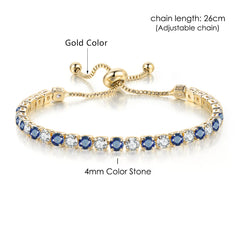 Adjustable Multicolor Tennis Bracelets for Women Ladies Wedding Rainbow Colorful Zircon Charm Bracelet Hand Chain Jewelry DZH043