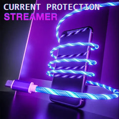 1m 3.28ft Type C Glowing Cable Mobile Phone Charging Cables LED Light Charger For Samsung Xiaomi iPhone Charge Wire Co