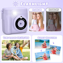 Kids Digital Camera 2.4" 1080P HD Video Camera Portable Instant Print Camera with 32GB Card, Birthday Gift for Boys Girls 3-12