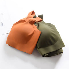 2024 Women Seamless Ice Silk Bra Removable Chest Pad Lifting Bralette Underwear No Steel Ring Breathable Push Up Yoga Vest Bras