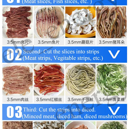 Commercial 850W Stainless Steel Electric Meat Slicer Household Meat Grinder Automatic Fish Vegetable Cutter Fillet Shredded Cut