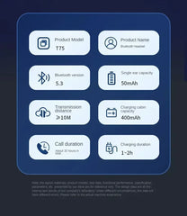 NEW Bluetooth 5.3 Wireless Bone Conduction Headphones T75 Clip Ear Music Noise Canceling Headset HD Call Sports Gaming Earphone