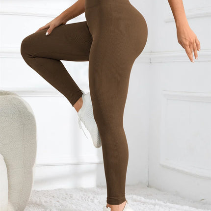 High Waisted Seamless Yoga Leggings, Ribbed Sportswear Tights, Fitness Apparel for Women, Gym and Casual Wear For Fall & Winter