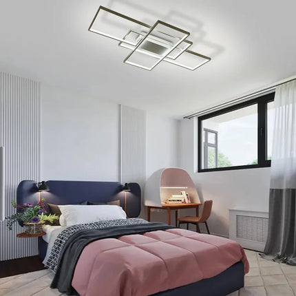 KOMORE Neutral Style Rectangular LED Semi Flush Ceiling Light,  White / Stepless Dimming for Office, Living Room, Bedroom