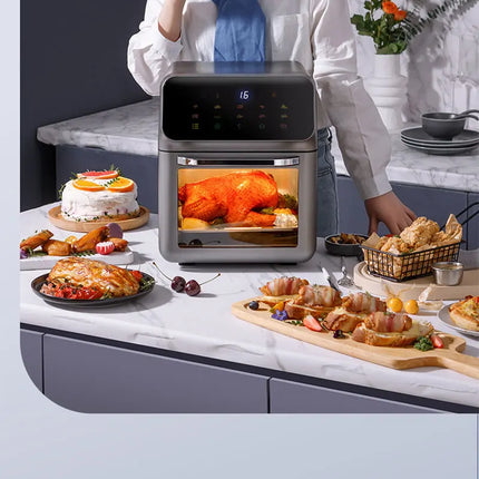 Electric Hot Air Fryer, 12L Large Capacity, 90% Less Oil, Convection Oven Deep Fryer, 360°Baking Viewable Window, Home Appliance