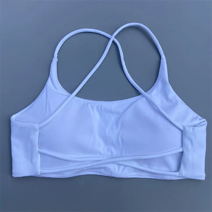 Women Sports Bra Sexy Cross Straps Back Fitness Bralette High Impact Gym Yoga Workout Crop Top Vest Push Up Running Underwear