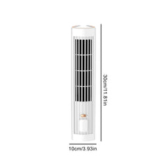 Bladeless Tower Fan USB Rechargeable 1200mAh Portable Desk Fan Electric Table Fan Mini Vertical Air Conditioner for Home Kitchen